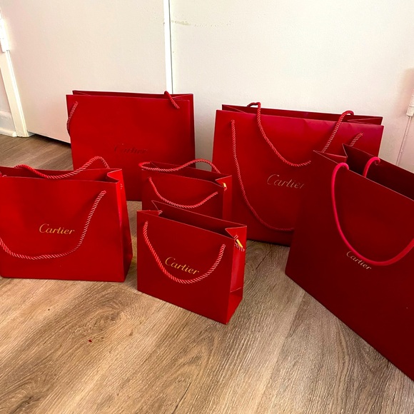 Authentic CARTIER Shopping Bag Small Medium Large Lot of 6 Bags - Picture 1 of 4
